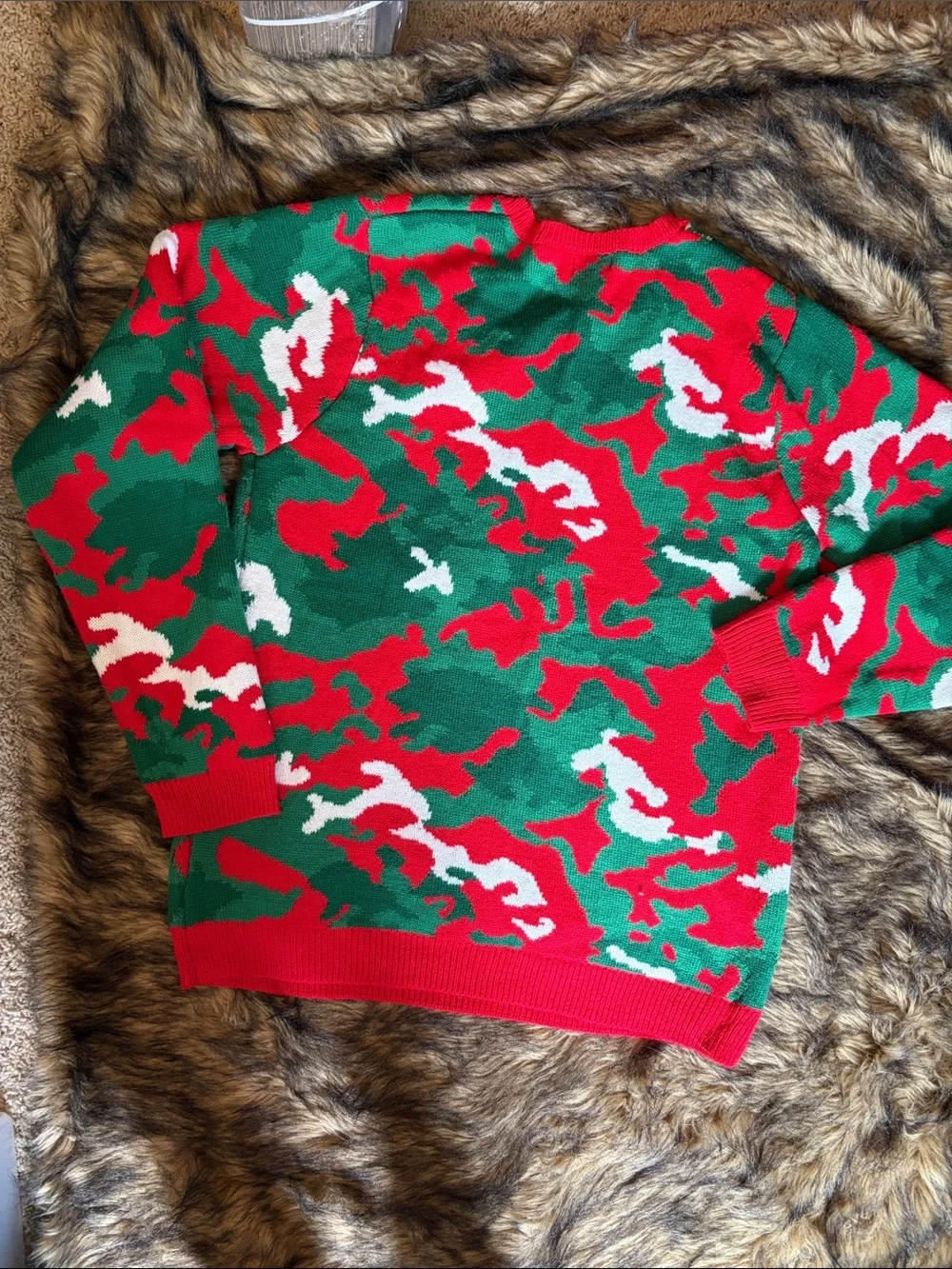 Holiday Time Reindeer Sunglasses Sweater Sz XL (46-48)Ugly Christmas Camo Pocket